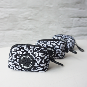 Black and white leopard poop bag holder