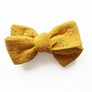 Mustard embroidered tie bow