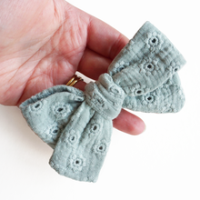 Load image into Gallery viewer, Sage embroidered tie bow