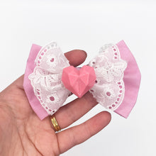 Load image into Gallery viewer, Pink Geo Heart fancy bow
