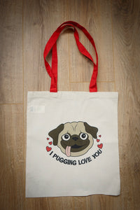 I Pugging Love You canvas bag