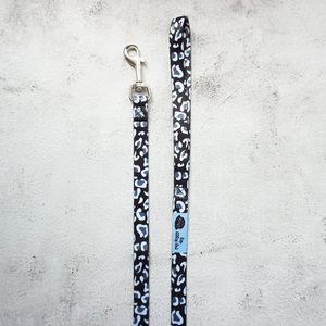 size small black and white leopard print dog lead