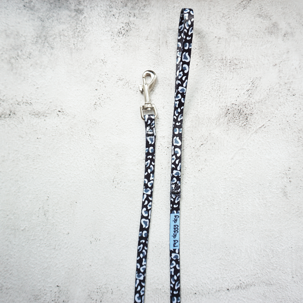 extra small size black and white leopard print dog lead